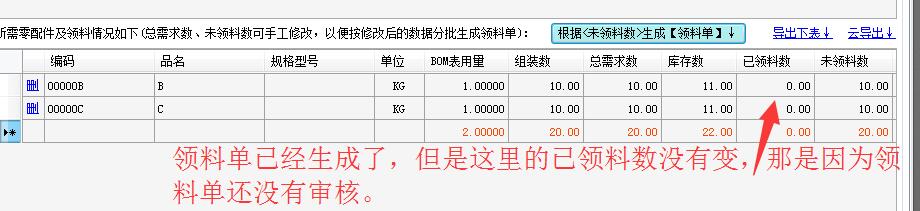 已領料數量沒有變化